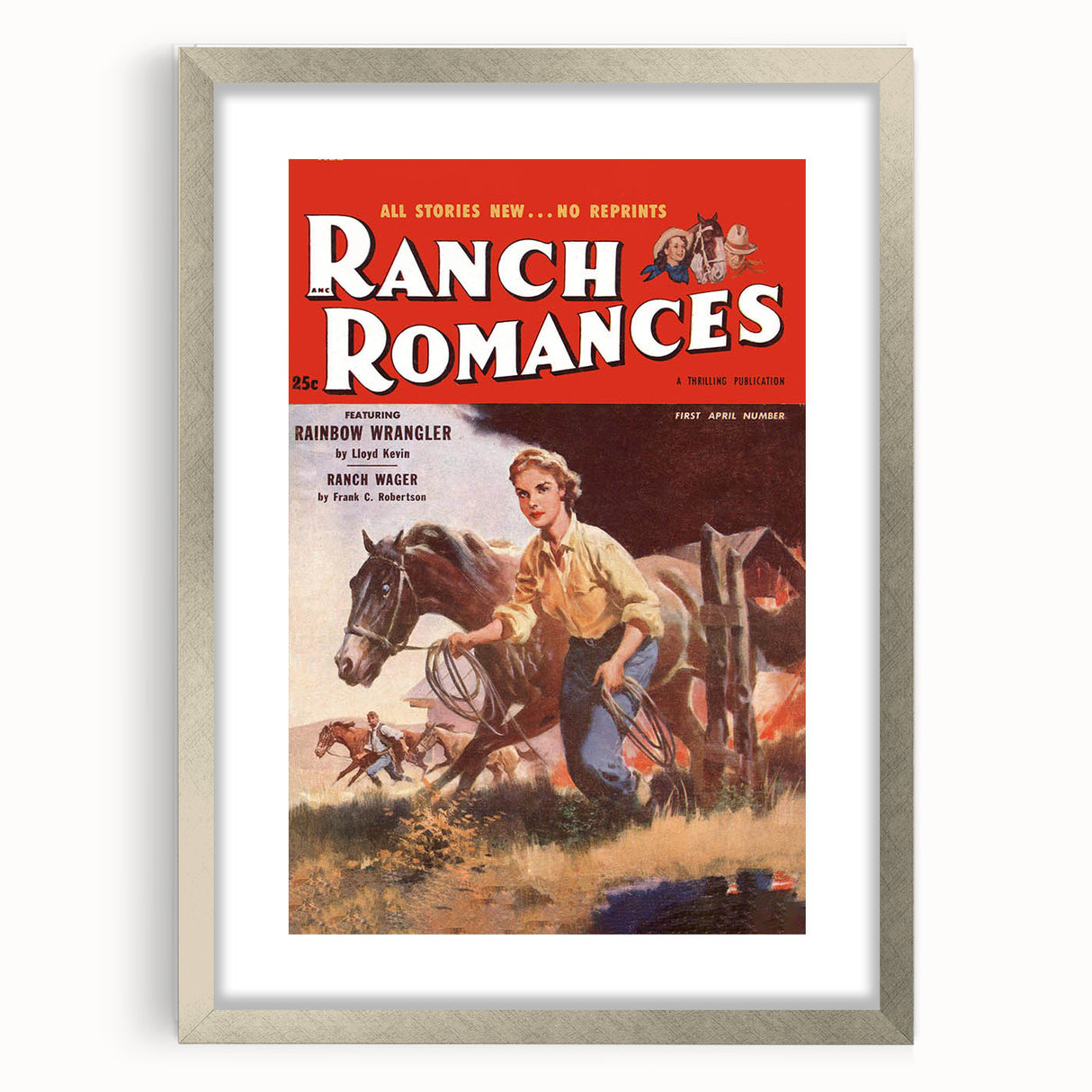 Vintage Magazine Cover Art - Retro Western Romance Magazine Print