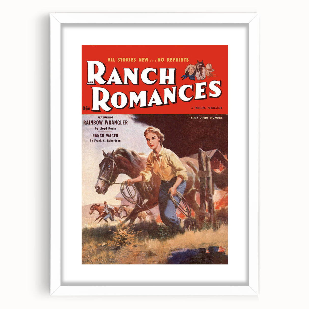 Vintage Magazine Cover Art - Retro Western Romance Magazine Print