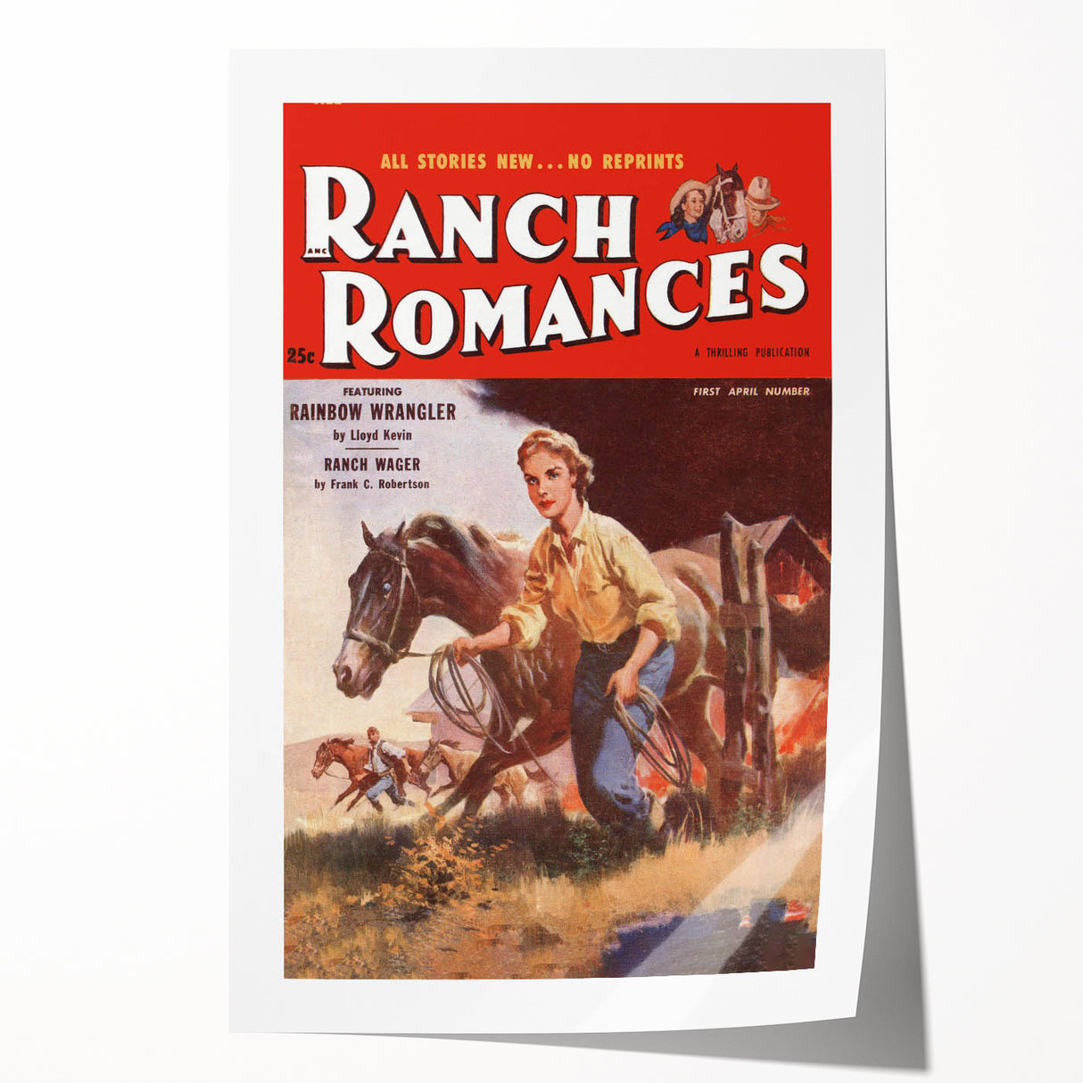 Vintage Magazine Cover Art - Retro Western Romance Magazine Print