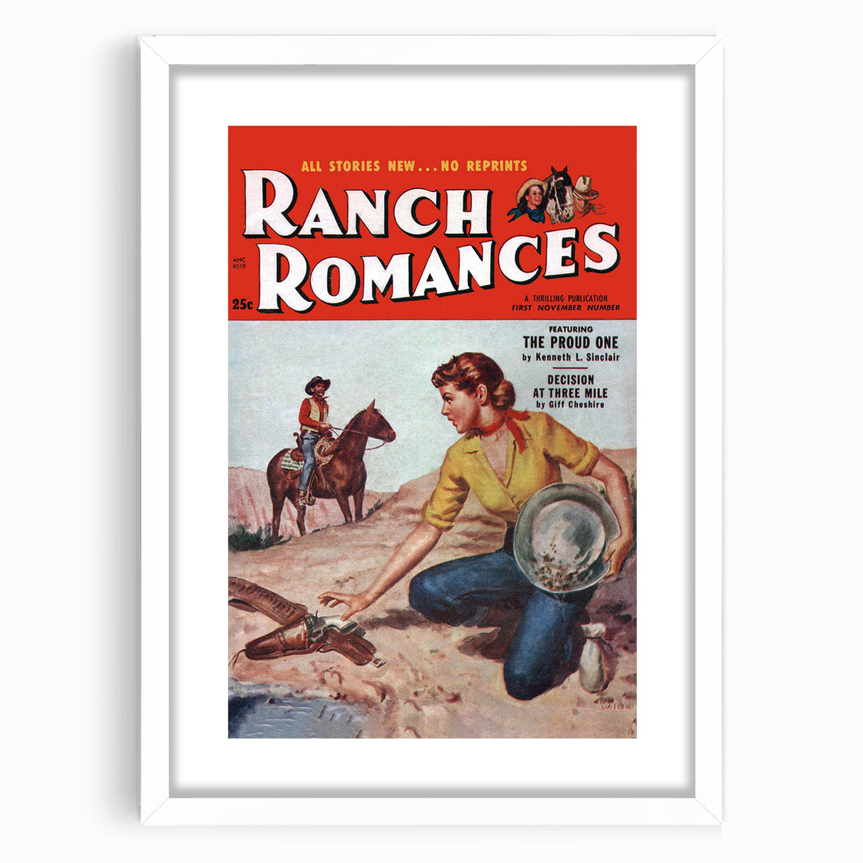 Vintage Magazine Cover Art - Retro Western Romance Magazine Print
