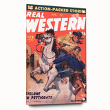 Real Western Stories Vintage Magazine Cover - Retro Cowboy Art