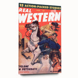 Real Western Stories Vintage Magazine Cover - Retro Cowboy Art