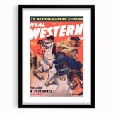 Real Western Stories Vintage Magazine Cover - Retro Cowboy Art