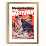 Real Western Stories Vintage Magazine Cover - Retro Cowboy Art