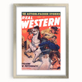 Real Western Stories Vintage Magazine Cover - Retro Cowboy Art