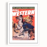 Real Western Stories Vintage Magazine Cover - Retro Cowboy Art
