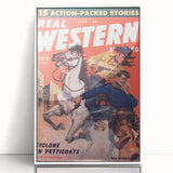 Real Western Stories Vintage Magazine Cover - Retro Cowboy Art