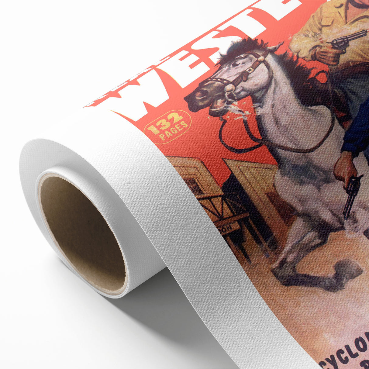 Real Western Stories Vintage Magazine Cover - Retro Cowboy Art
