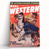 Real Western Stories Vintage Magazine Cover - Retro Cowboy Art