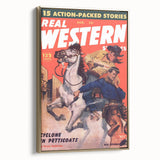 Real Western Stories Vintage Magazine Cover - Retro Cowboy Art