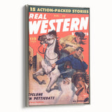 Real Western Stories Vintage Magazine Cover - Retro Cowboy Art
