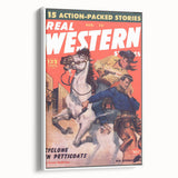 Real Western Stories Vintage Magazine Cover - Retro Cowboy Art