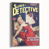 Vintage Magazine Cover Art - Super Detective Excursion to Murder