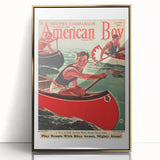 Vintage Magazine Cover Art - American Boy August 1936 Canoe Adventure