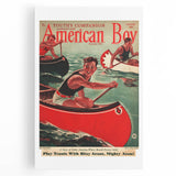 Vintage Magazine Cover Art - American Boy August 1936 Canoe Adventure