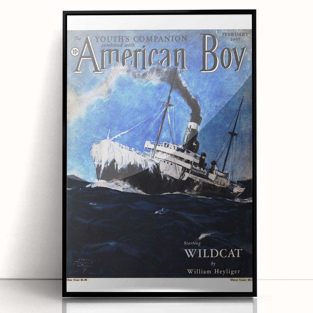 Vintage Magazine Cover Art - American Boy February 1937 Wildcat