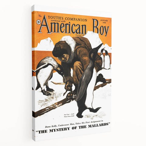 Vintage Magazine Cover Art - American Boy January 1938 Mystery of Mallards