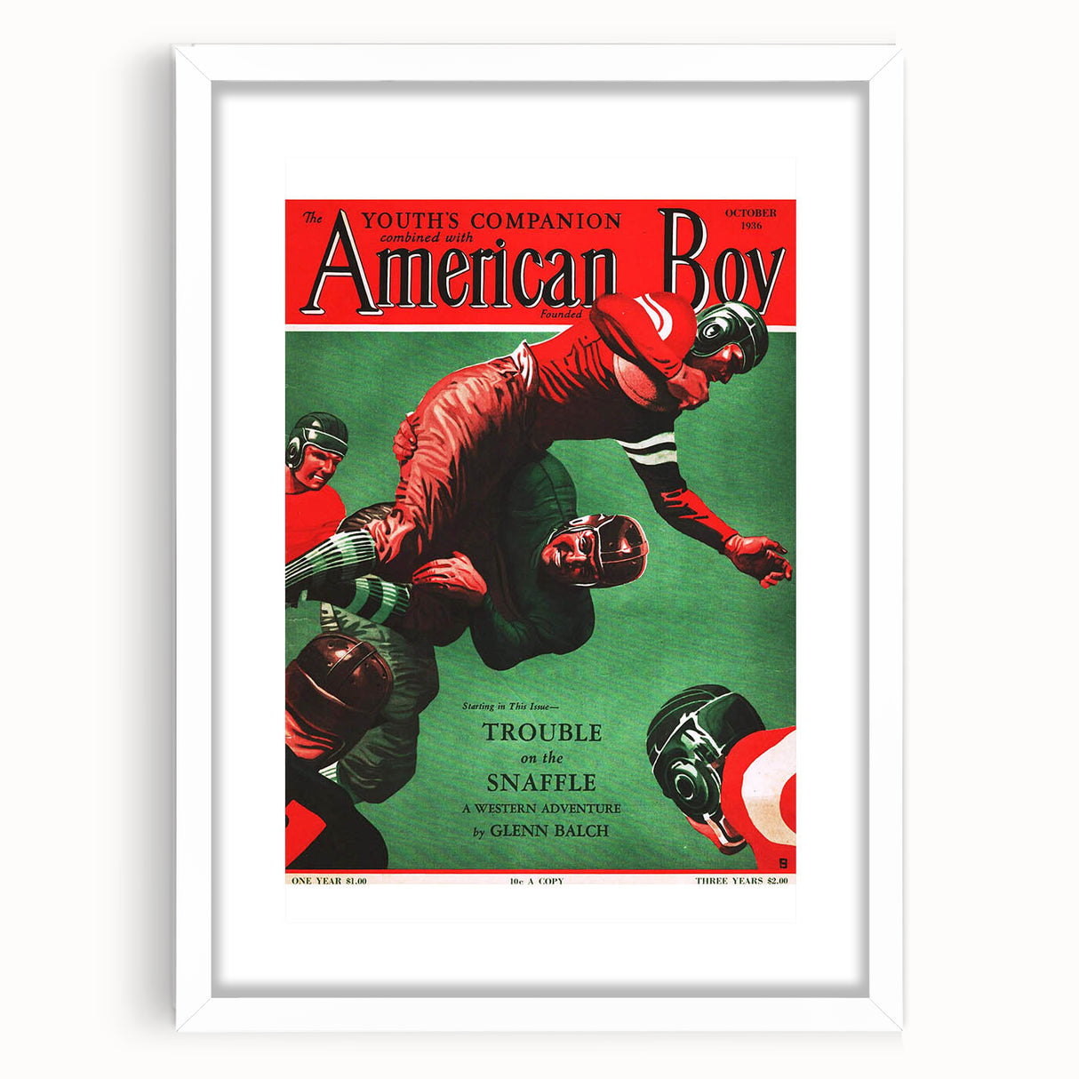 Vintage Magazine Cover Art - American Boy October 1936 Trouble on the Snaffle
