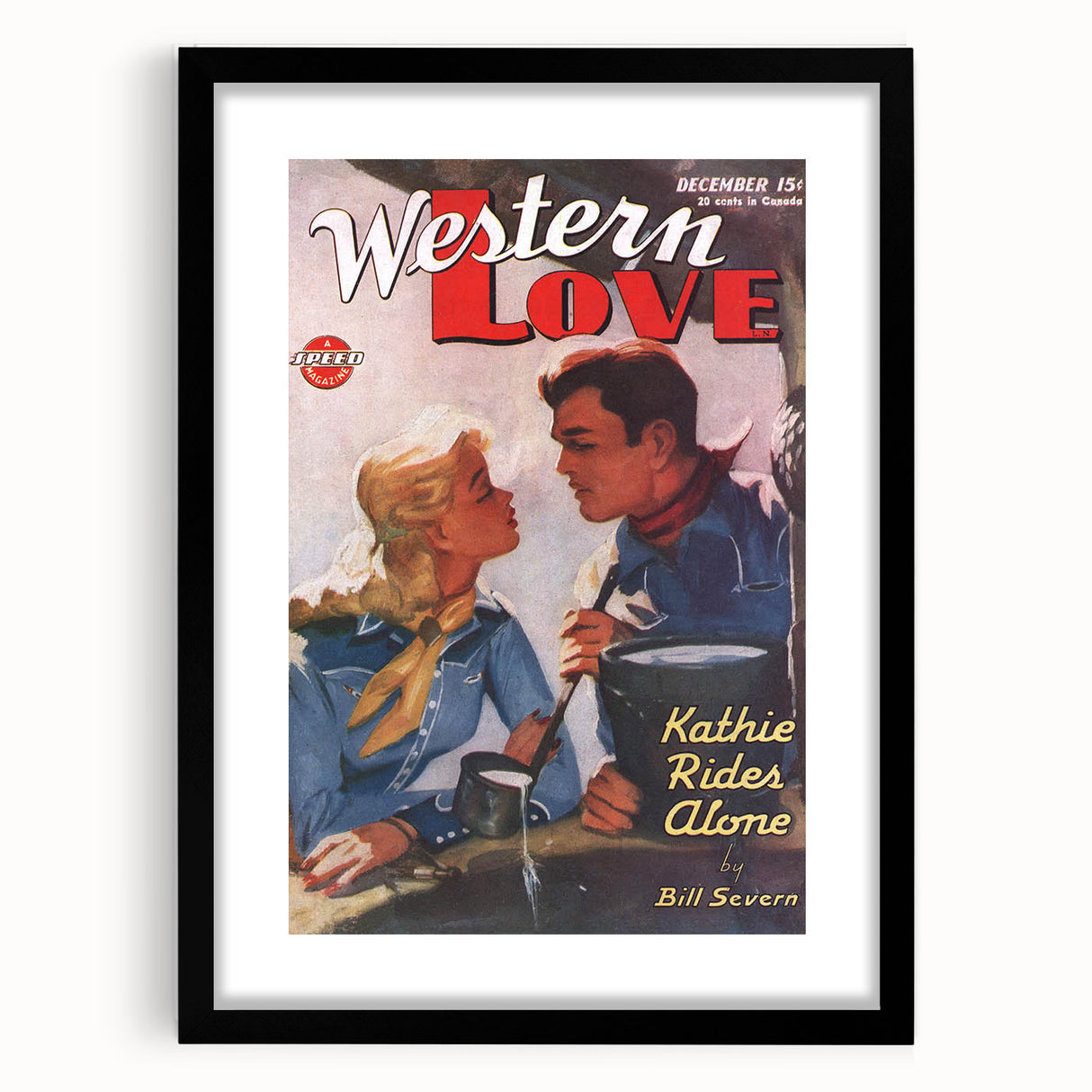 Vintage Magazine Cover Art – Western Love Classic Romance Print