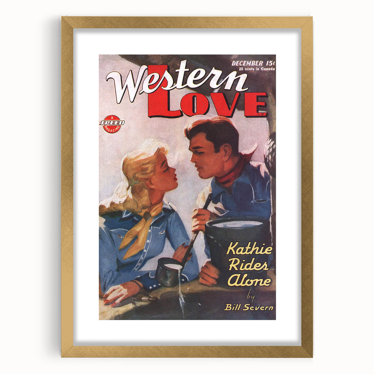 Vintage Magazine Cover Art – Western Love Classic Romance Print