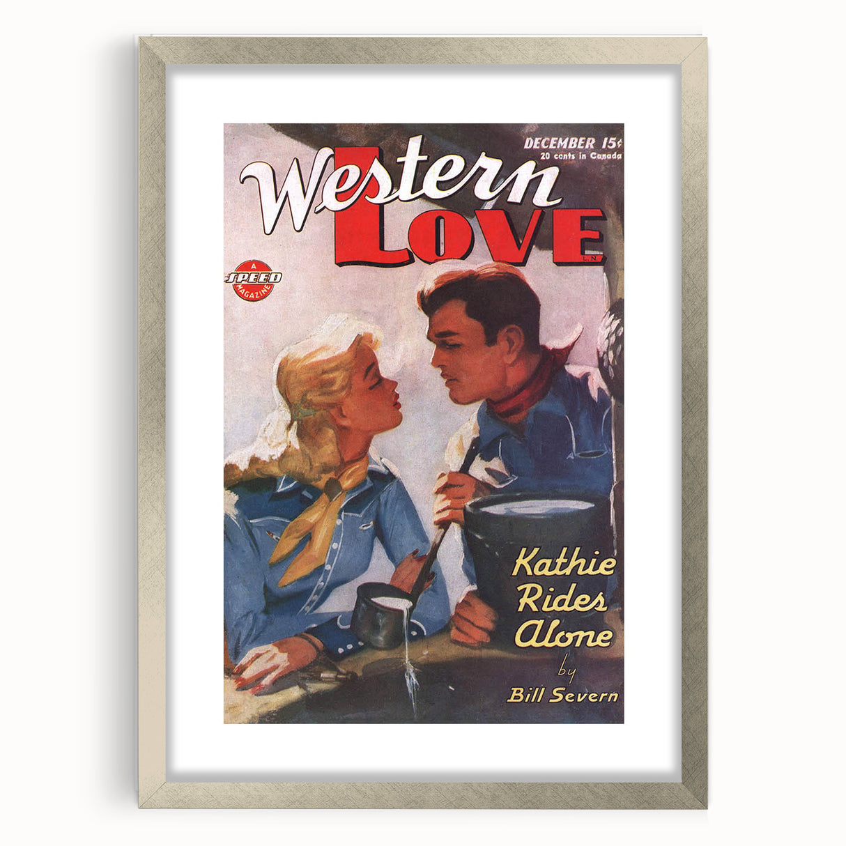 Vintage Magazine Cover Art – Western Love Classic Romance Print