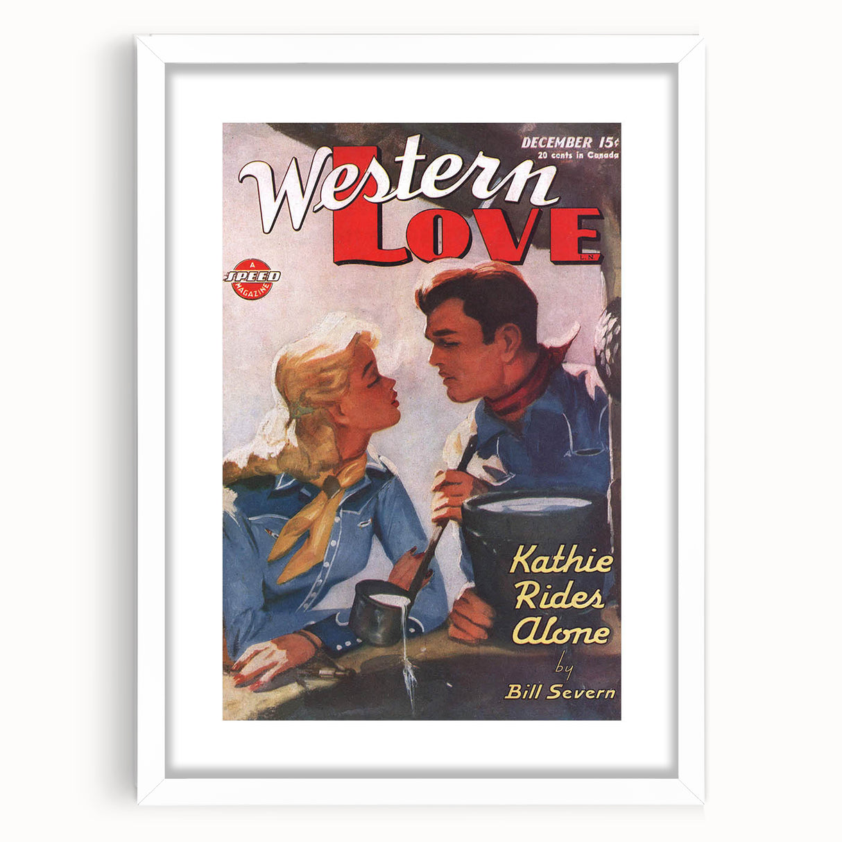 Vintage Magazine Cover Art – Western Love Classic Romance Print