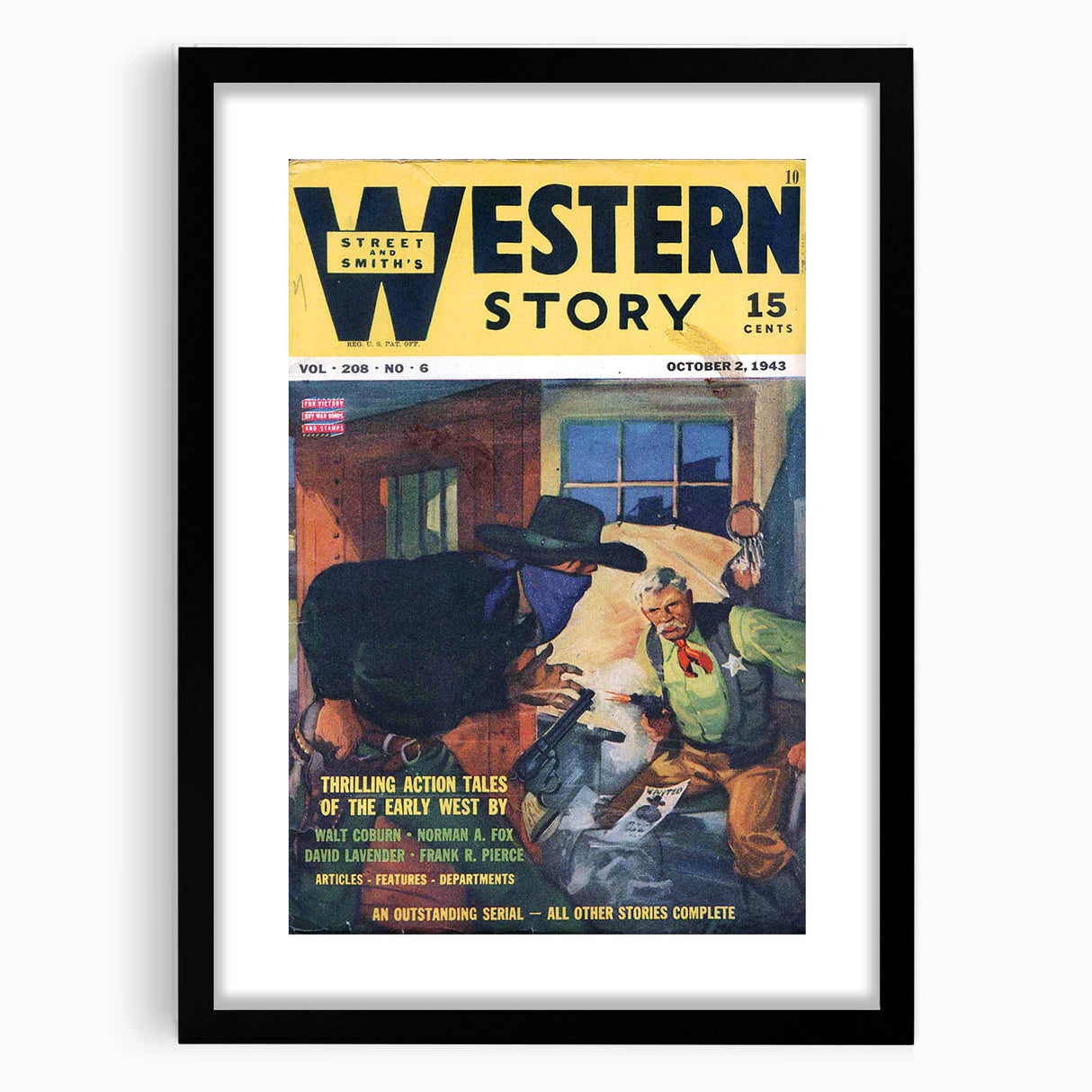Vintage Magazine Cover Art – Western Story Action Print