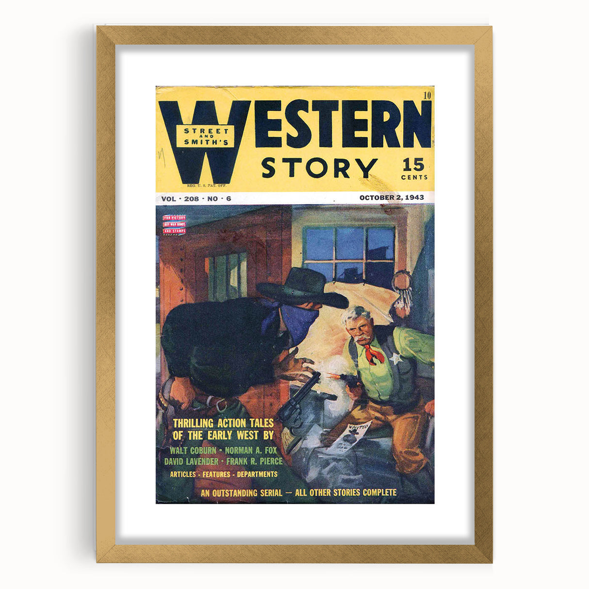 Vintage Magazine Cover Art – Western Story Action Print