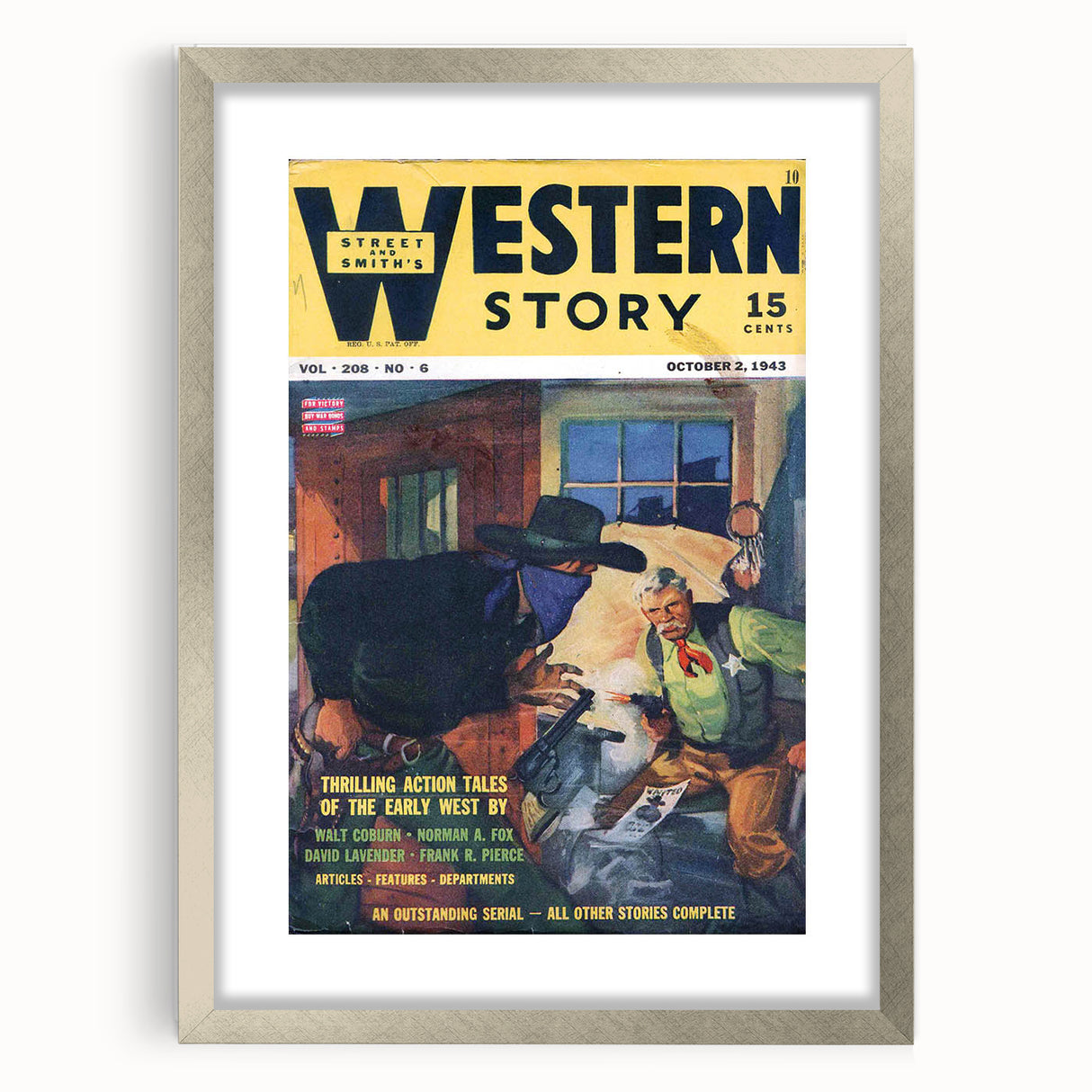 Vintage Magazine Cover Art – Western Story Action Print