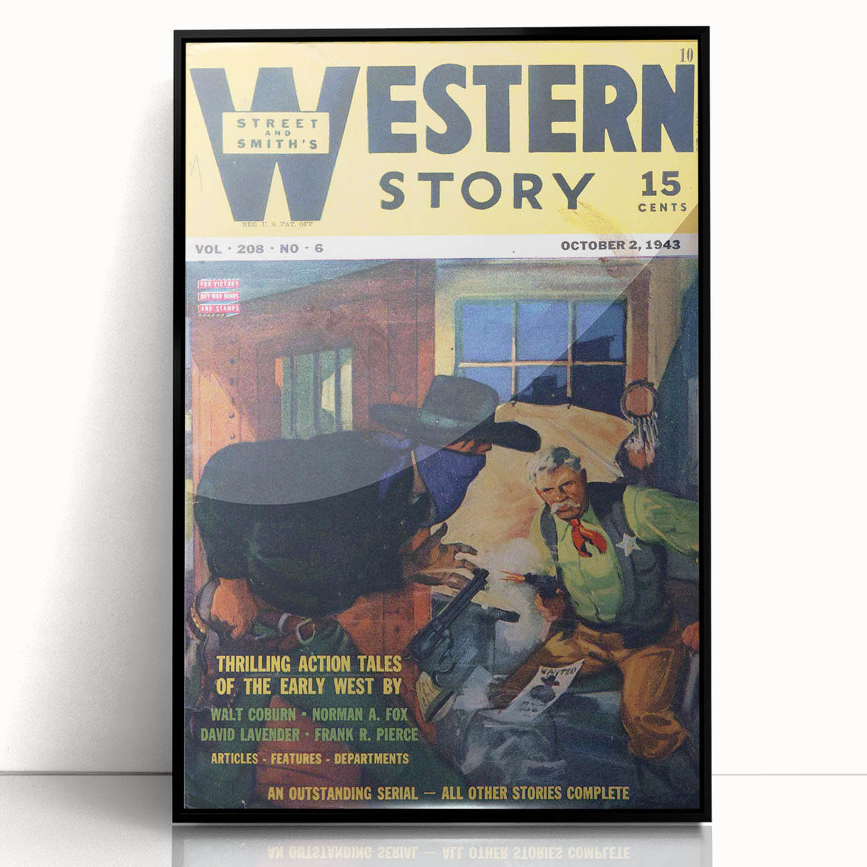 Vintage Magazine Cover Art – Western Story Action Print