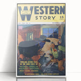 Vintage Magazine Cover Art – Western Story Action Print