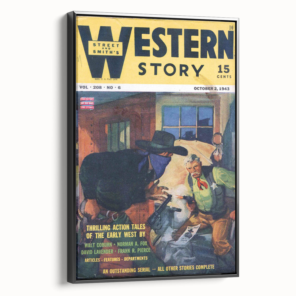 Vintage Magazine Cover Art – Western Story Action Print
