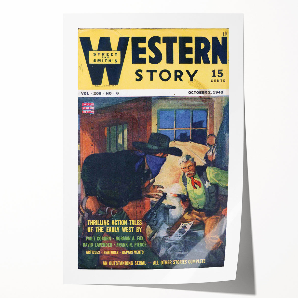 Vintage Magazine Cover Art – Western Story Action Print