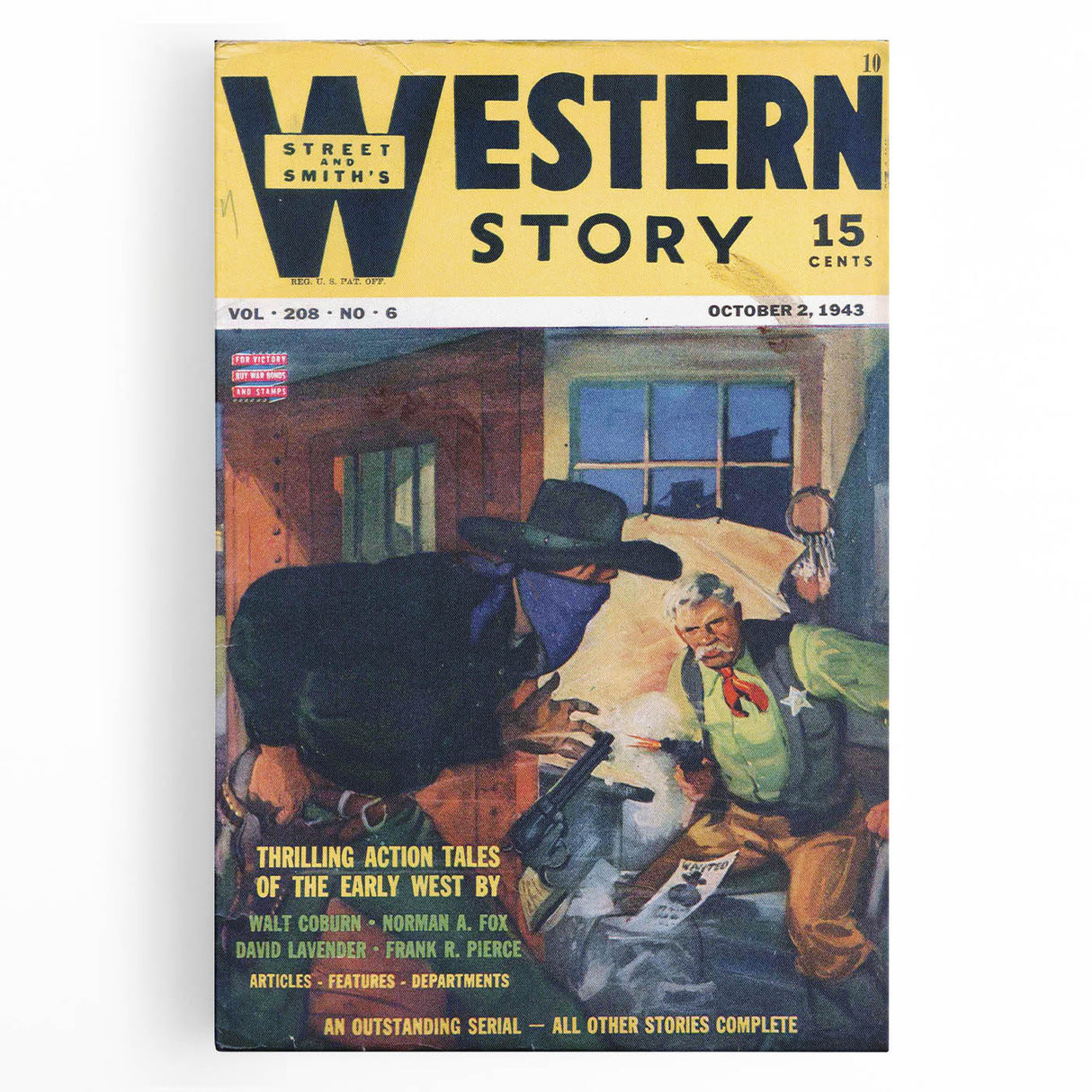 Vintage Magazine Cover Art – Western Story Action Print