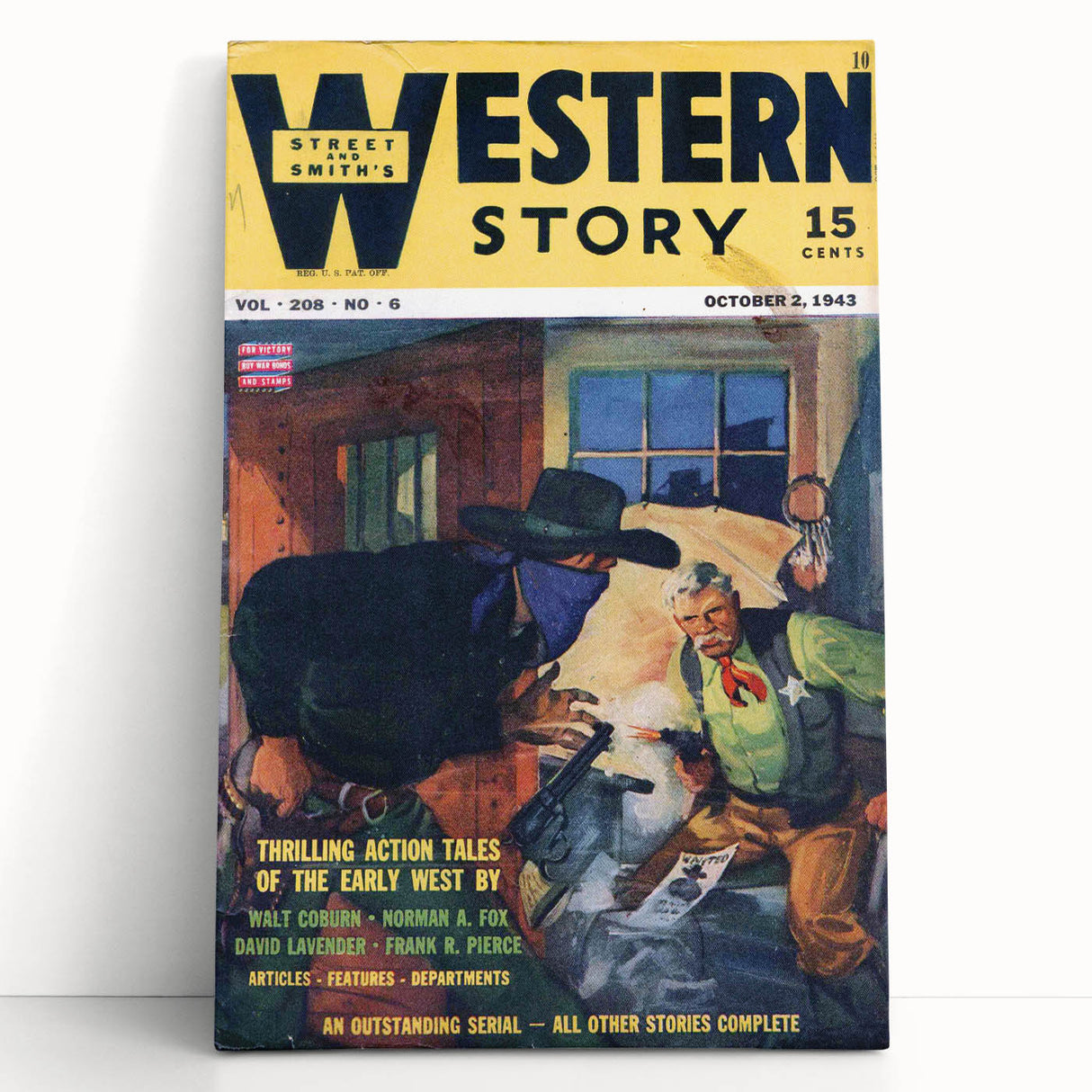 Vintage Magazine Cover Art – Western Story Action Print