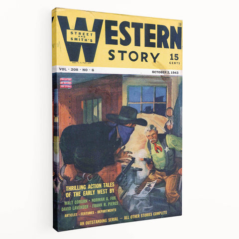 Vintage Magazine Cover Art – Western Story Action Print