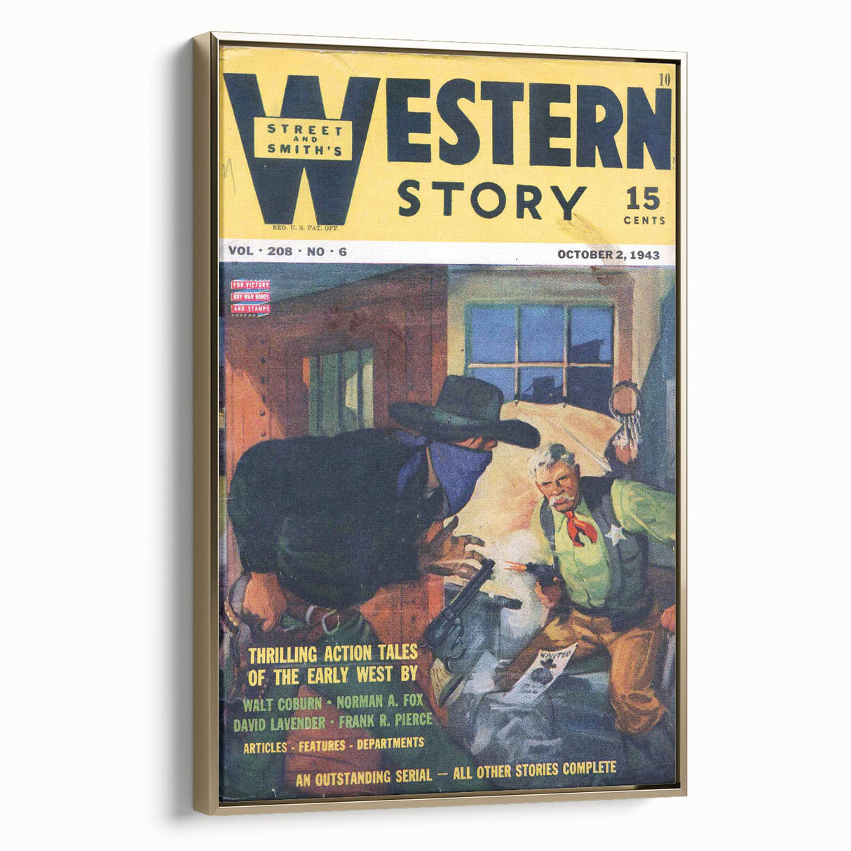 Vintage Magazine Cover Art – Western Story Action Print