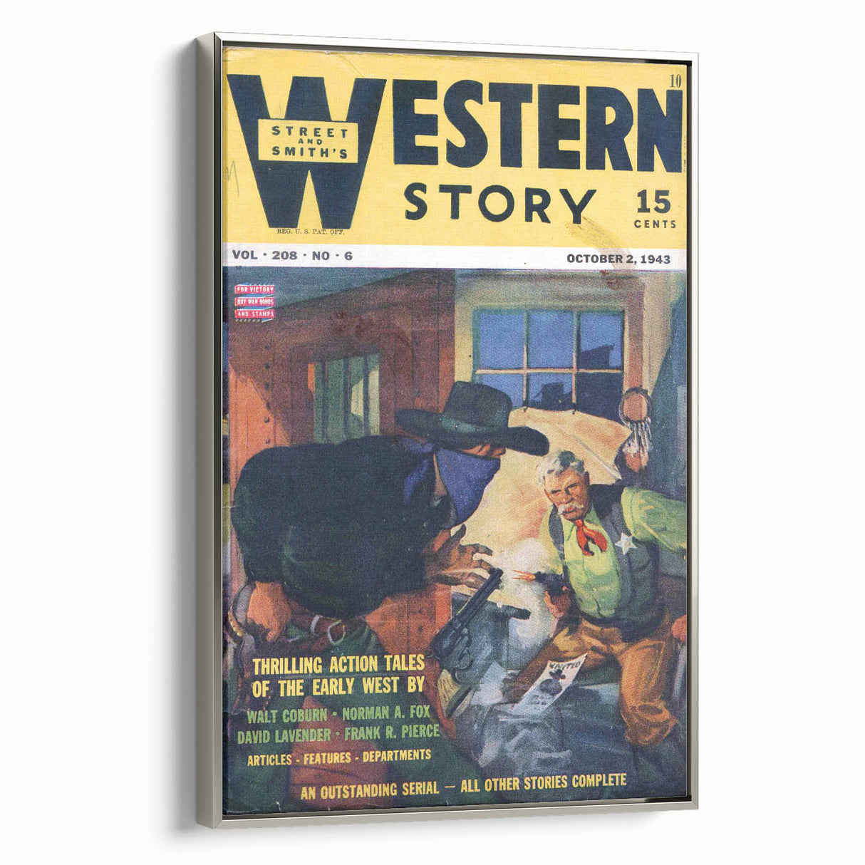 Vintage Magazine Cover Art – Western Story Action Print