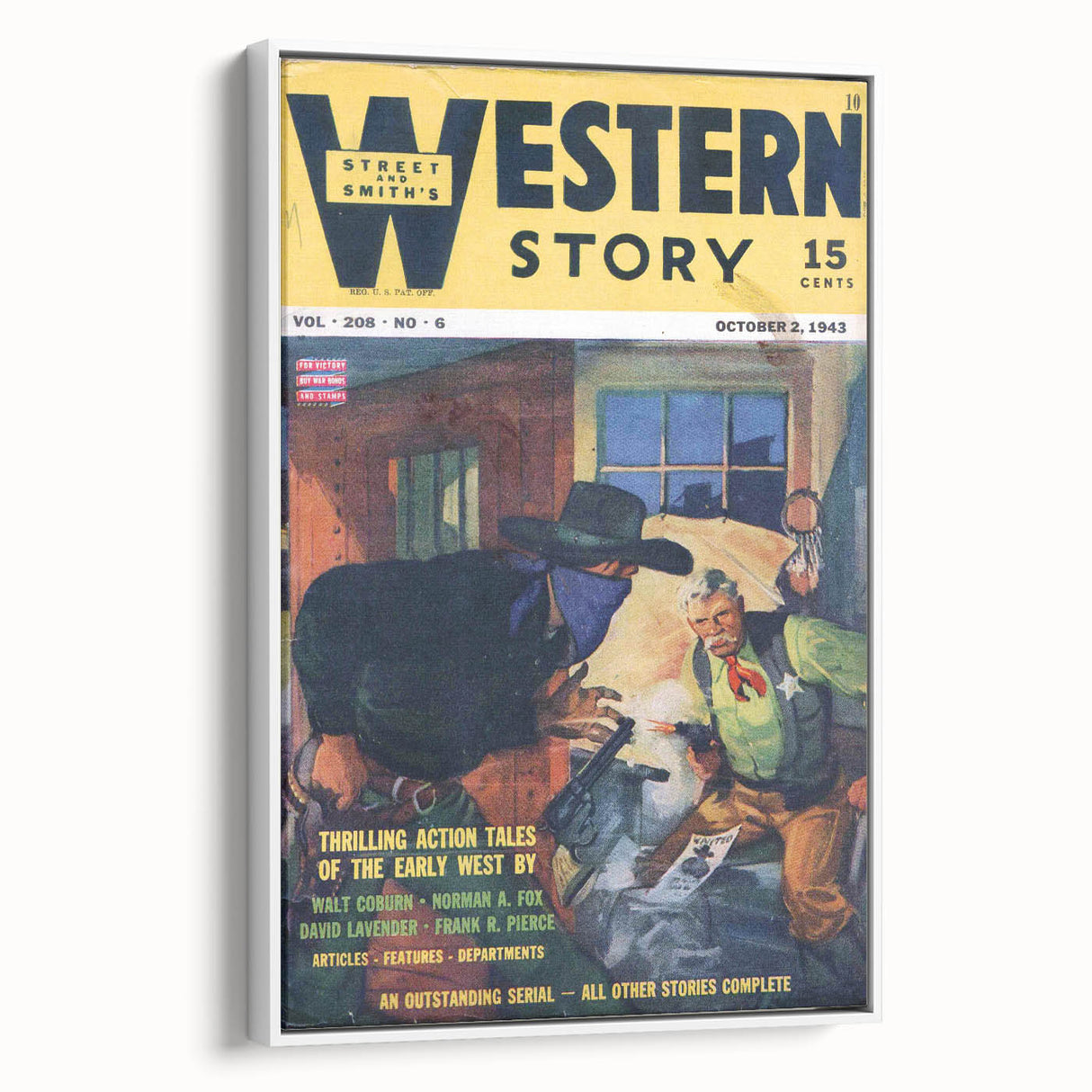Vintage Magazine Cover Art – Western Story Action Print