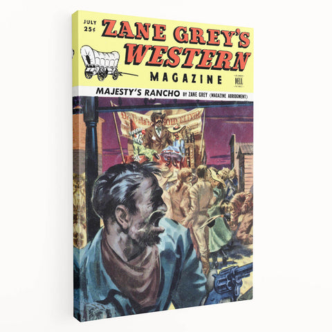 Vintage Magazine Cover Art – Zane Grey’s Western Action Print