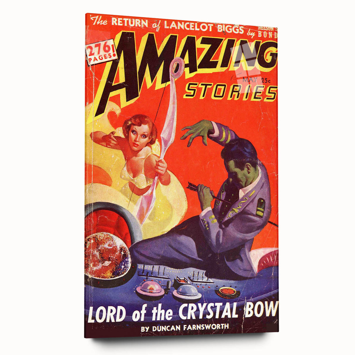 Vintage Magazine Cover Art - Amazing Stories Lord of the Crystal Bow