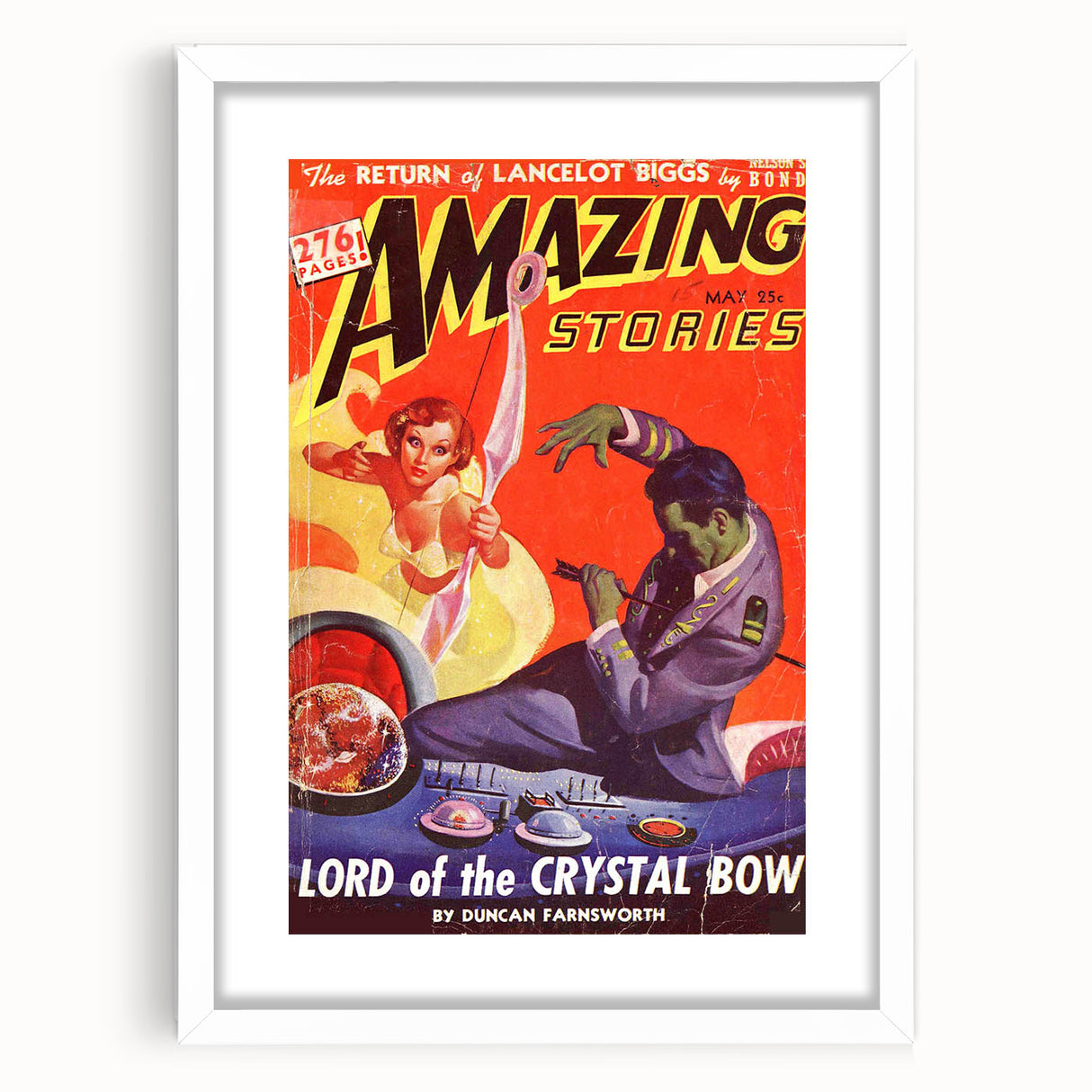 Vintage Magazine Cover Art - Amazing Stories Lord of the Crystal Bow