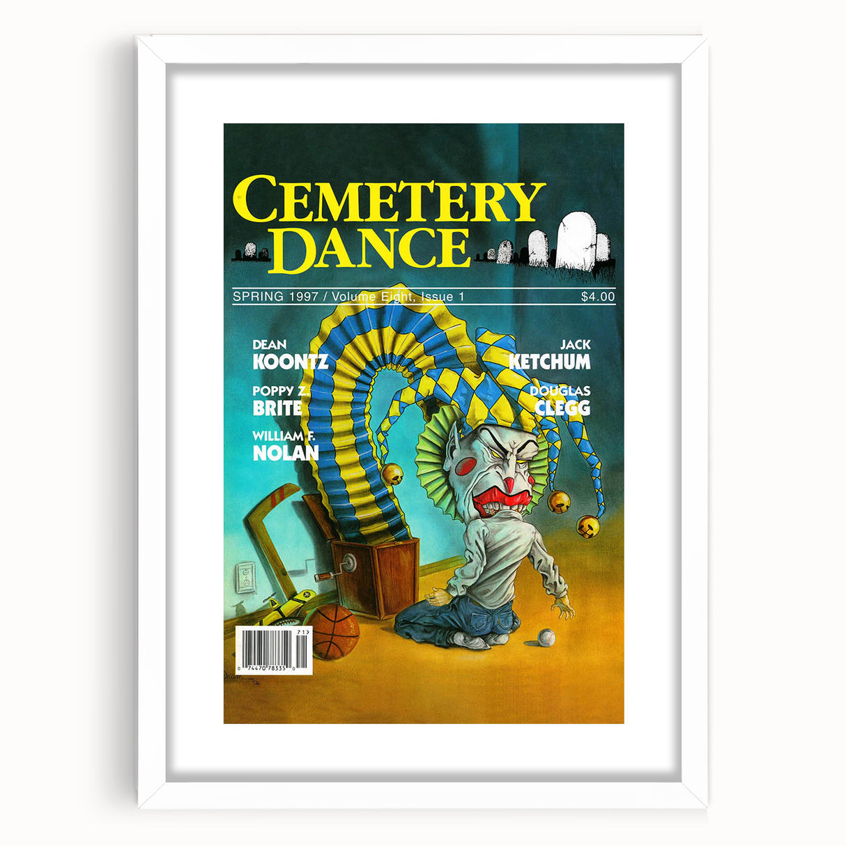 Vintage Cemetery Dance Cover Art – Clown Horror Retro Print
