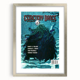 Vintage Cemetery Dance Cover Art – Dark Figure in Winter Retro Print