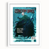 Vintage Cemetery Dance Cover Art – Dark Figure in Winter Retro Print
