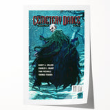 Vintage Cemetery Dance Cover Art – Dark Figure in Winter Retro Print