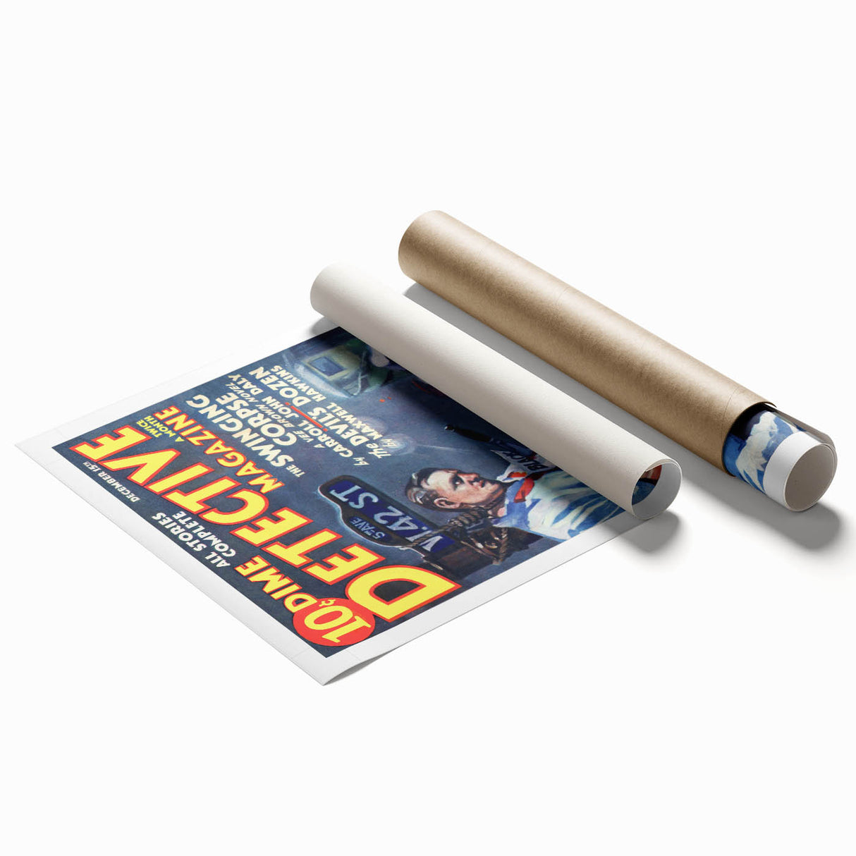 Dime Detective Magazine Cover Art – Retro Crime Scene Wall Decor