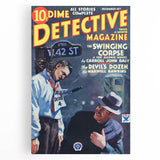 Dime Detective Magazine Cover Art – Retro Crime Scene Wall Decor