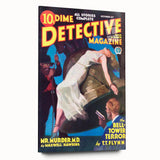 Dime Detective Magazine Cover Art – Retro Murder Mystery Wall Decor