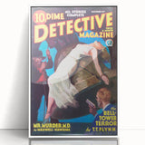 Dime Detective Magazine Cover Art – Retro Murder Mystery Wall Decor